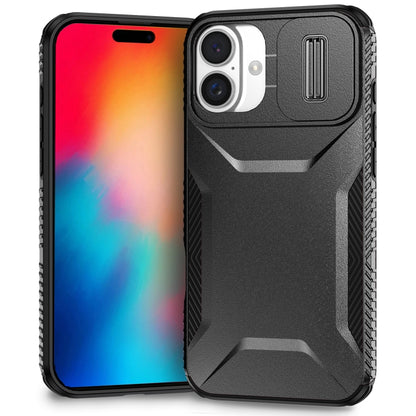 For iPhone 16 Plus Sliding Camshield Phone Case(Black) - iPhone 16 Plus Cases by buy2fix | Online Shopping UK | buy2fix