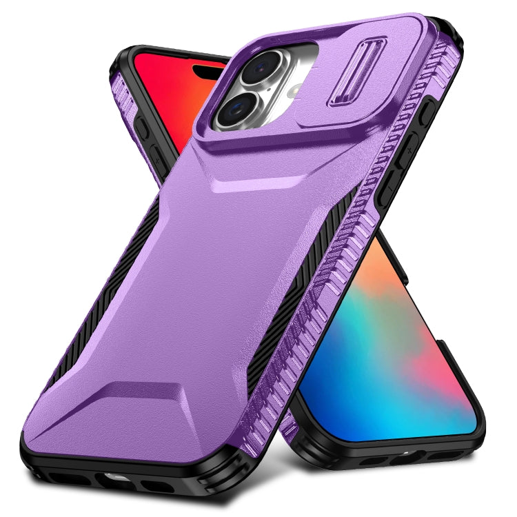 For iPhone 16 Plus Sliding Camshield Phone Case(Purple) - iPhone 16 Plus Cases by buy2fix | Online Shopping UK | buy2fix