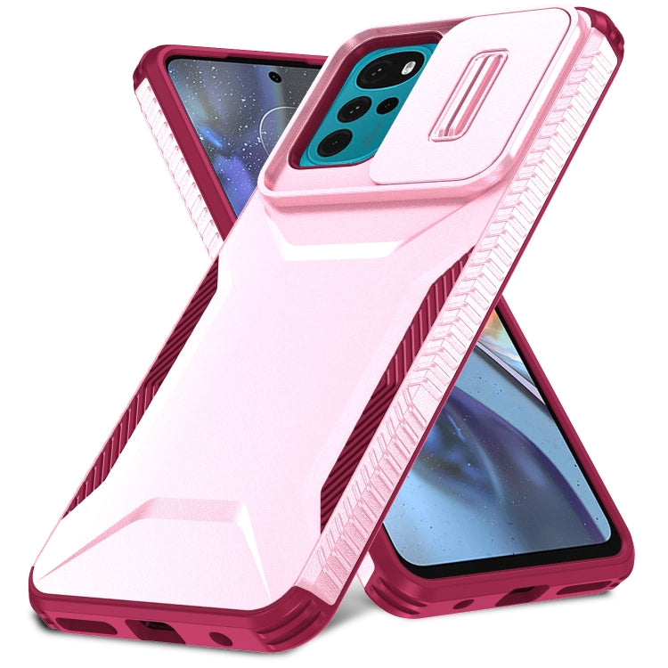 For Motorola Moto G22 2024 Sliding Camshield Phone Case(Pink + Rose Red) - Motorola Cases by buy2fix | Online Shopping UK | buy2fix