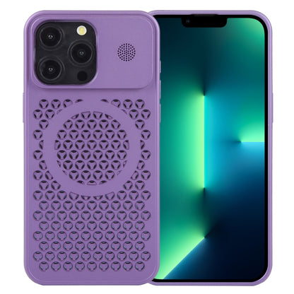 For iPhone 13 Pro Pure Color Honeycomb Aromatherapy MagSafe Phone Case(Purple) - iPhone 13 Pro Cases by buy2fix | Online Shopping UK | buy2fix