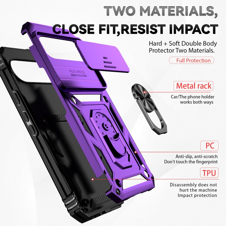 For Google Pixel 9 Pro Sliding Camshield Holder Phone Case(Purple) - Google Cases by buy2fix | Online Shopping UK | buy2fix