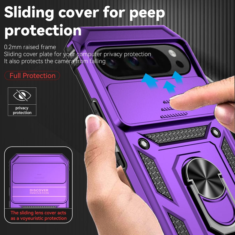 For Google Pixel 9 Pro Sliding Camshield Holder Phone Case(Purple) - Google Cases by buy2fix | Online Shopping UK | buy2fix