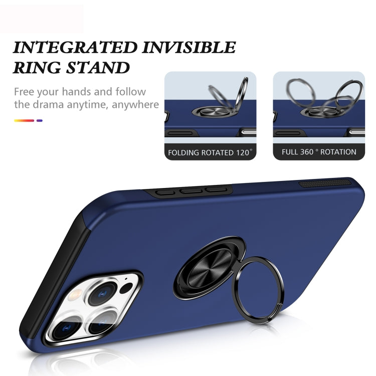 For iPhone 16 Pro Max Magnetic Ring Holder Phone Case(Navy Blue) - iPhone 16 Pro Max Cases by buy2fix | Online Shopping UK | buy2fix