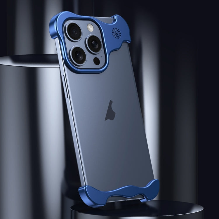 For iPhone 16 Aromatherapy Alloy Frameless Phone Case(Blue) - iPhone 16 Cases by buy2fix | Online Shopping UK | buy2fix