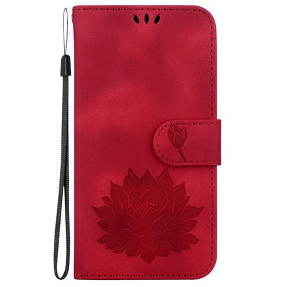 For Motorola Edge 2024 Lotus Embossed Leather Phone Case(Red) - Motorola Cases by buy2fix | Online Shopping UK | buy2fix