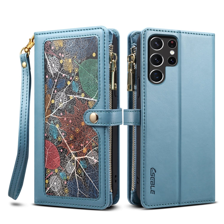 For Samsung Galaxy S25 Ultra 5G ESEBLE Star Series Lanyard Zipper Wallet RFID Leather Case(Blue) - Galaxy S25 Ultra 5G Cases by ESEBLE | Online Shopping UK | buy2fix