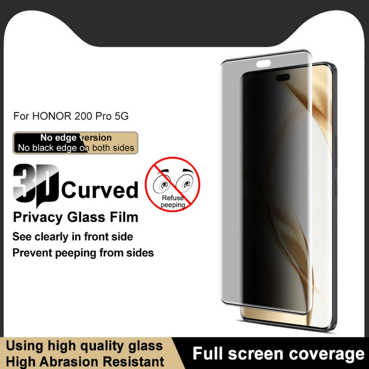 For Honor 200 Pro imak No Edge Version 3D Curved Privacy Full Screen Tempered Glass Film - Honor Tempered Glass by imak | Online Shopping UK | buy2fix