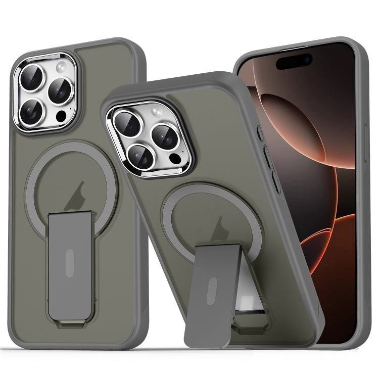 For iPhone 16 Pro Max Acrylic Hybrid TPU MagSafe Holder Phone Case(Titanium Grey) - iPhone 16 Pro Max Cases by buy2fix | Online Shopping UK | buy2fix