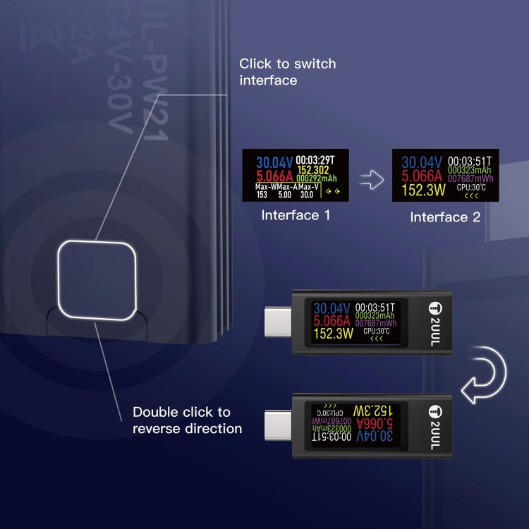 2UUL Charging Mate Type-C Mini Charging Detector with Bidirectional Current Test - Test Tools by 2UUL | Online Shopping UK | buy2fix