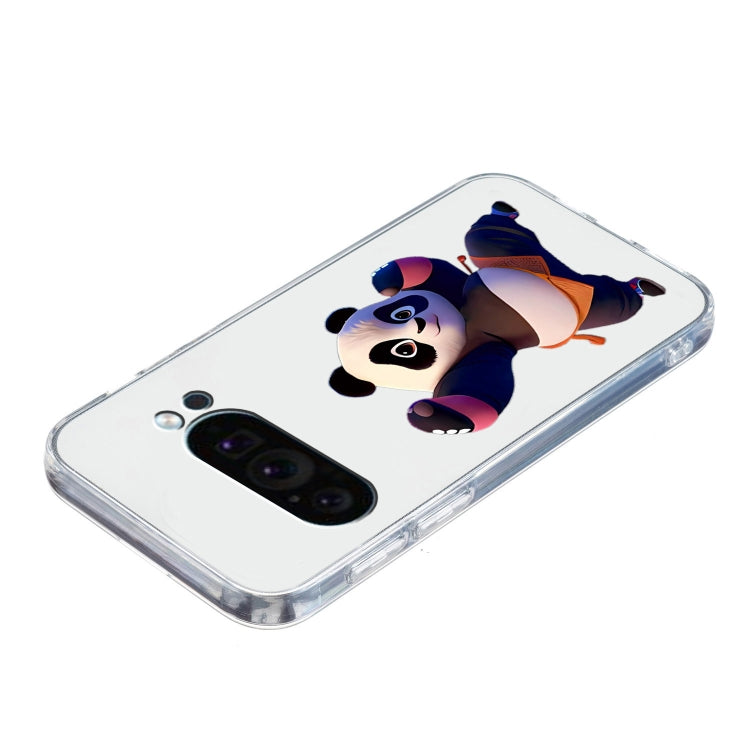 For Google Pixel 9 Colored Drawing Pattern Transparent TPU Phone Case(Panda) - Google Cases by buy2fix | Online Shopping UK | buy2fix