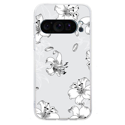 For Google Pixel 9 Colored Drawing Pattern Transparent TPU Phone Case(White Flower) - Google Cases by buy2fix | Online Shopping UK | buy2fix