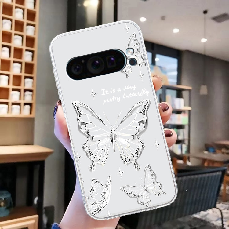 For Google Pixel 9 Colored Drawing Pattern Transparent TPU Phone Case(Butterflies) - Google Cases by buy2fix | Online Shopping UK | buy2fix