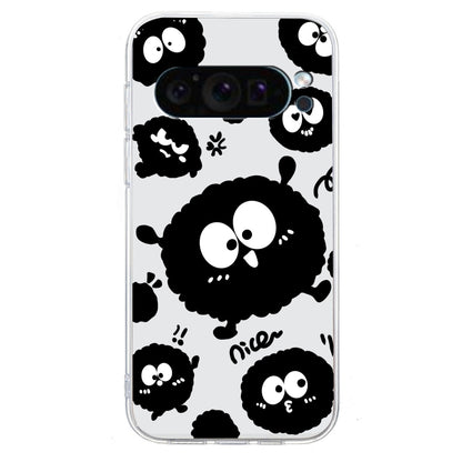 For Google Pixel 9 Pro Colored Drawing Pattern Transparent TPU Phone Case(Black Eye) - Google Cases by buy2fix | Online Shopping UK | buy2fix