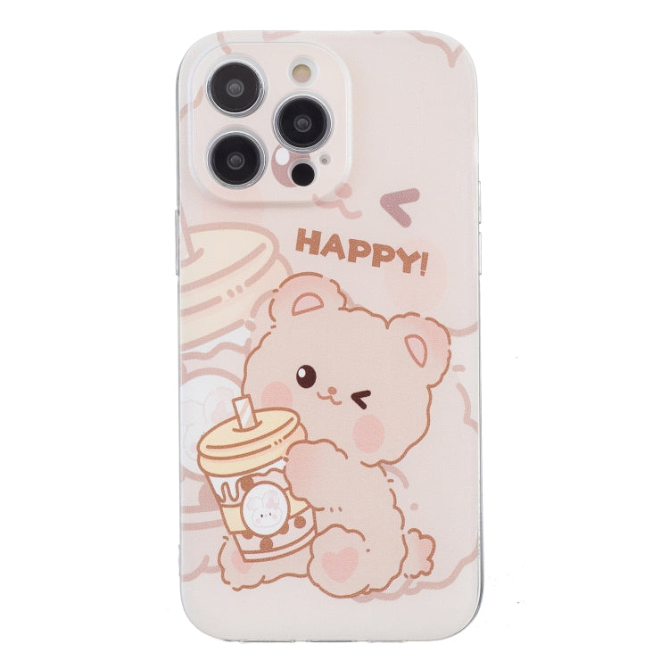 For iPhone 16 Pro Colored Drawing Pattern Transparent TPU Phone Case(Bear) - iPhone 16 Pro Cases by buy2fix | Online Shopping UK | buy2fix