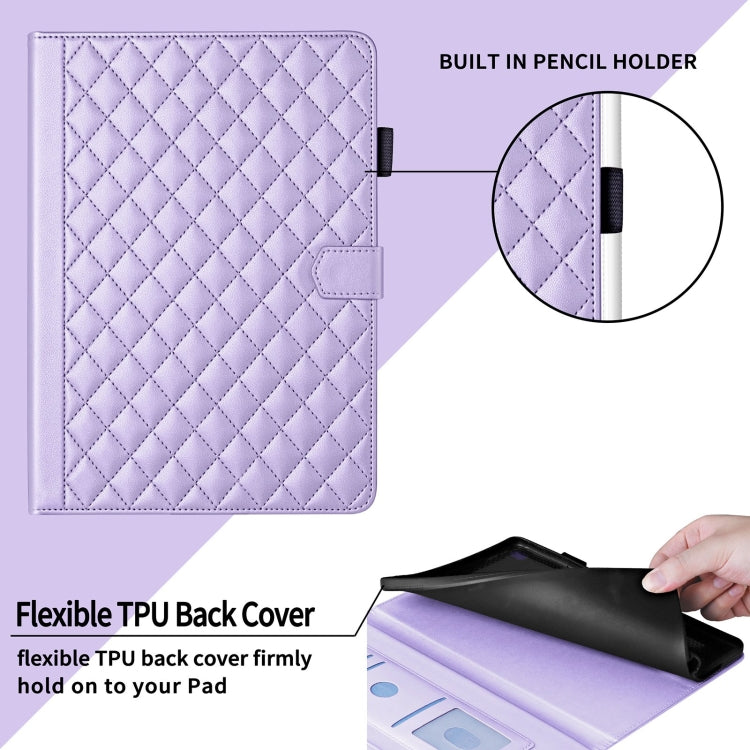 For Samsung Galaxy Tab S6 Lite 2024 Rhombus Lattice Leather Tablet Case(Purple) - Tab S6 Lite P610 / P615 by buy2fix | Online Shopping UK | buy2fix