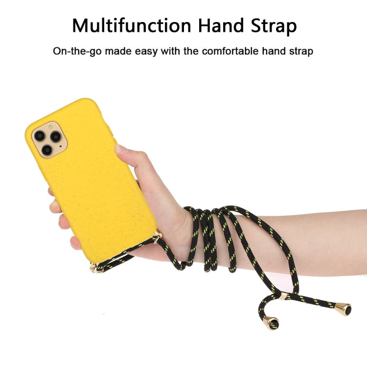 For iPhone 16 Wheat Straw Material + TPU Phone Case with Lanyard(Yellow) - iPhone 16 Cases by buy2fix | Online Shopping UK | buy2fix