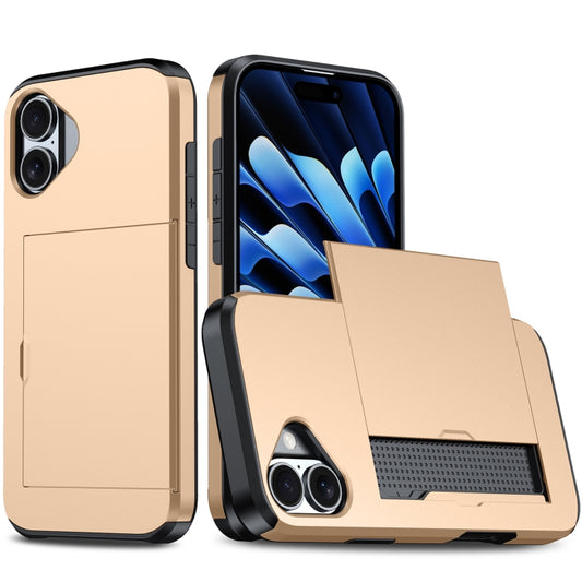 For iPhone 16 Plus Shockproof Armor Phone Case with Card Slot(Gold) - iPhone 16 Plus Cases by buy2fix | Online Shopping UK | buy2fix