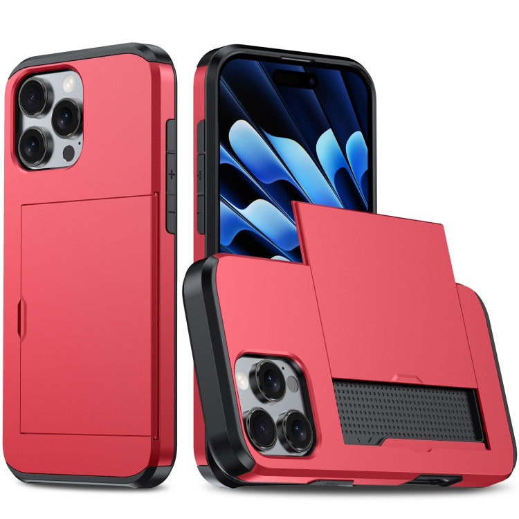 For iPhone 16 Pro Max Shockproof Armor Phone Case with Card Slot(Red) - iPhone 16 Pro Max Cases by buy2fix | Online Shopping UK | buy2fix