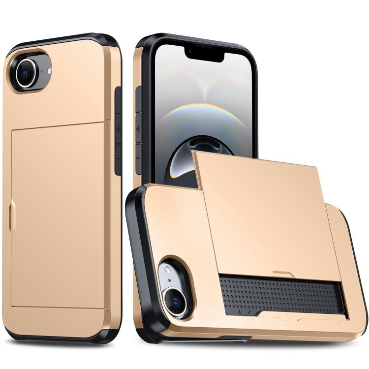 For iPhone SE 2024 Shockproof Armor Phone Case with Card Slot(Gold) - More iPhone Cases by buy2fix | Online Shopping UK | buy2fix