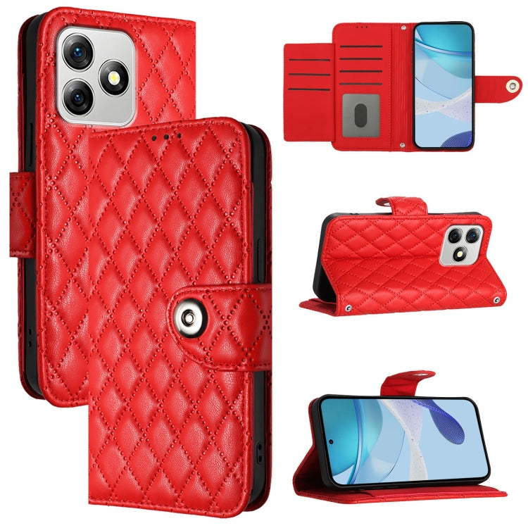 For Ulefone Note 18 Ultra Rhombic Texture Flip Leather Phone Case with Lanyard(Red) - Ulefone Cases by buy2fix | Online Shopping UK | buy2fix