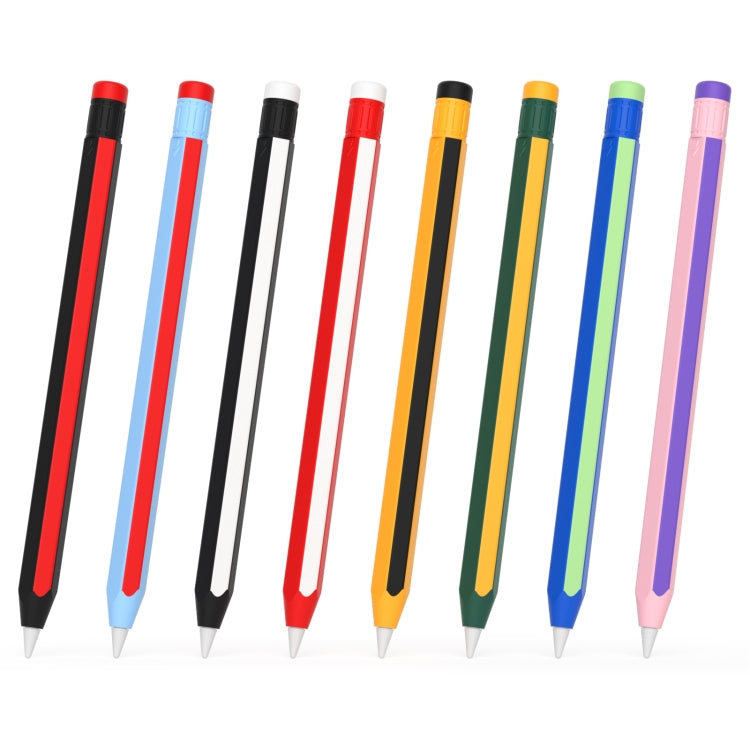 For Apple Pencil 2 / Pencil Pro Colorful Pencil Style Stylus Silicone Protective Case(Yellow Black) - Pencil Accessories by buy2fix | Online Shopping UK | buy2fix