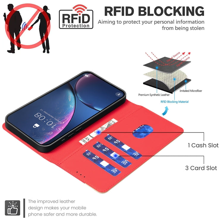 For Google Pixel 9 Color Matching RFID Anti-theft Leather Phone Case(Red) - Google Cases by buy2fix | Online Shopping UK | buy2fix