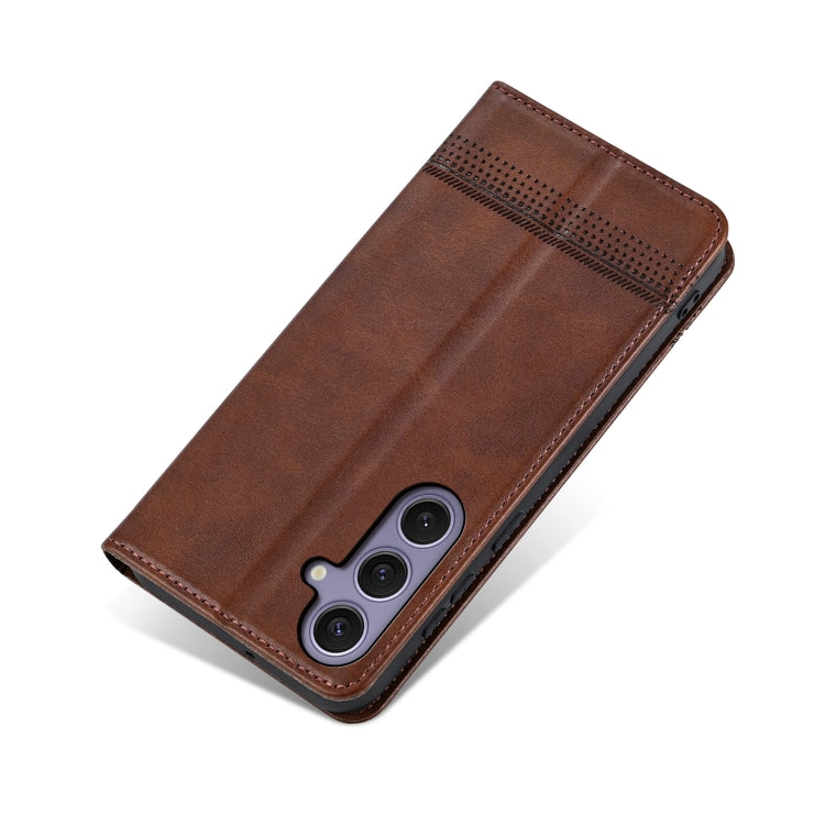 For Samsung Galaxy S25 5G AZNS Magnetic Calf Texture Flip Leather Phone Case(Dark Brown) - Galaxy S25 5G Cases by AZNS | Online Shopping UK | buy2fix