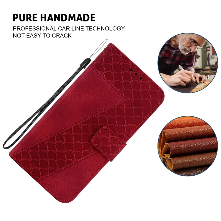 For Xiaomi Redmi K70 / K70 Pro Seven-shaped Embossed Leather Phone Case(Red) - K70 Cases by buy2fix | Online Shopping UK | buy2fix