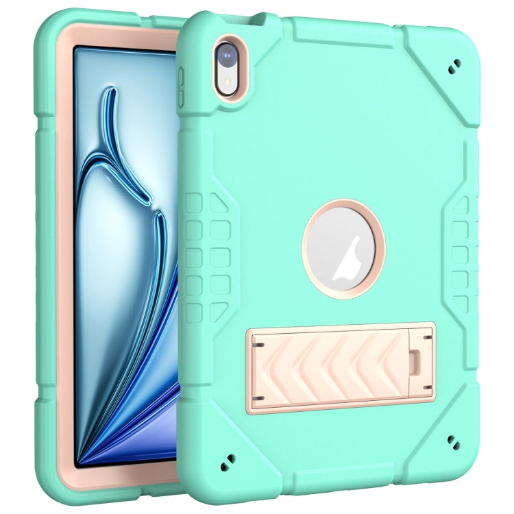 For iPad Air 11 2024 Armor Holder Silicone Hybrid PC Tablet Case(Mint Green Gold) - iPad Air 11 2024 Cases by buy2fix | Online Shopping UK | buy2fix