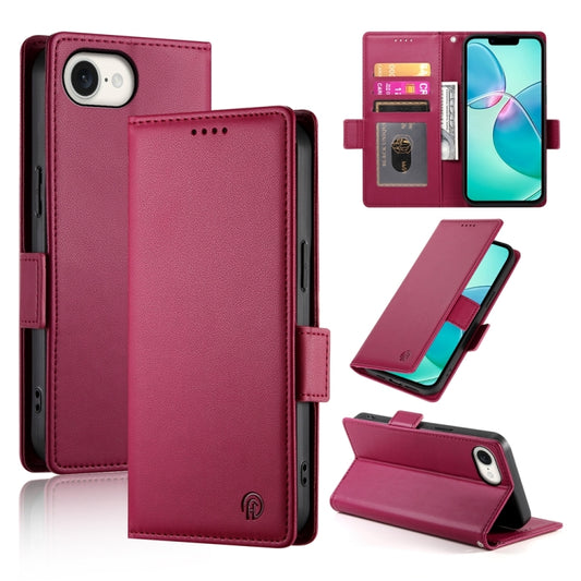 For iPhone SE 2024 Side Buckle Magnetic Frosted Leather Phone Case(Wine Red) - More iPhone Cases by buy2fix | Online Shopping UK | buy2fix