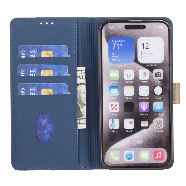 For iPhone 16 Color Matching RFID Anti-theft Leather Phone Case(Blue) - iPhone 16 Cases by buy2fix | Online Shopping UK | buy2fix