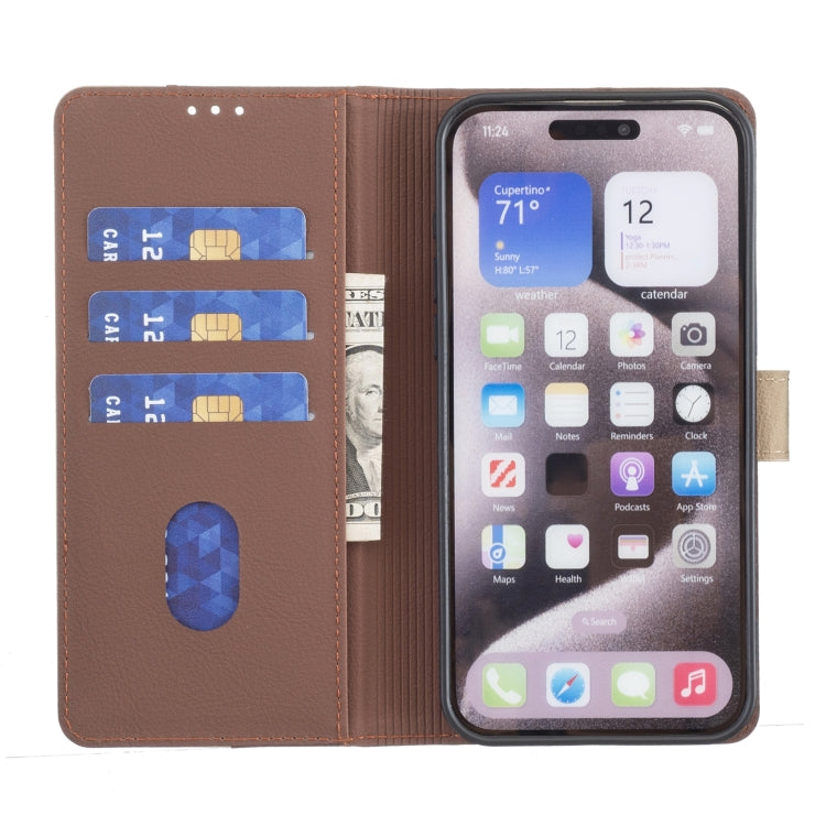 For iPhone 16 Pro Color Matching RFID Anti-theft Leather Phone Case(Brown) - iPhone 16 Pro Cases by buy2fix | Online Shopping UK | buy2fix