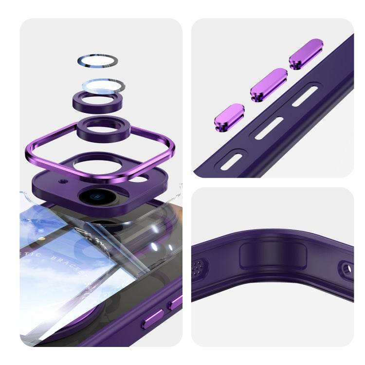 For iPhone 15 360 Holder Magsafe Acrylic Hybrid TPU Phone Case(Purple) - iPhone 15 Cases by buy2fix | Online Shopping UK | buy2fix