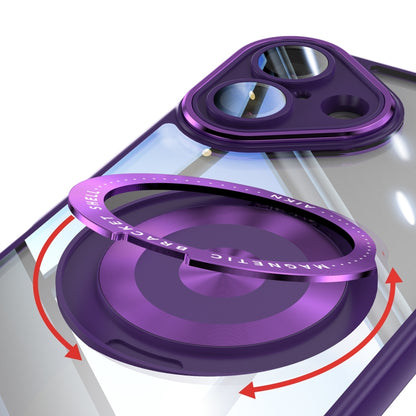 For iPhone 16 Plus 360 Holder Magsafe Acrylic Hybrid TPU Phone Case(Purple) - iPhone 16 Plus Cases by buy2fix | Online Shopping UK | buy2fix