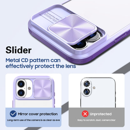 For iPhone 16 Plus Sliding Camshield Acrylic Hybrid TPU Phone Case(Purple) - iPhone 16 Plus Cases by buy2fix | Online Shopping UK | buy2fix