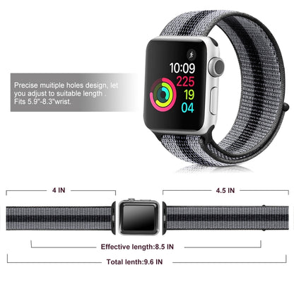 Nylon Loop Watch Band For Apple Watch Ultra 49mm&Watch Ultra 2 49mm / Series 9&8&7 45mm / SE 3&SE 2&6&SE&5&4 44mm / 3&2&1 42mm (Striped Black) - Watch Bands by buy2fix | Online Shopping UK | buy2fix