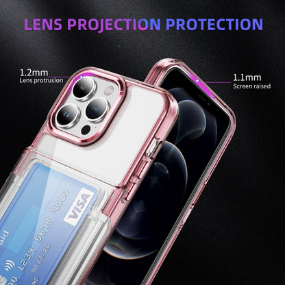 For iPhone 16 Pro Max Card Holder Acrylic Hybrid TPU Phone Case(Transparent Pink) - iPhone 16 Pro Max Cases by buy2fix | Online Shopping UK | buy2fix