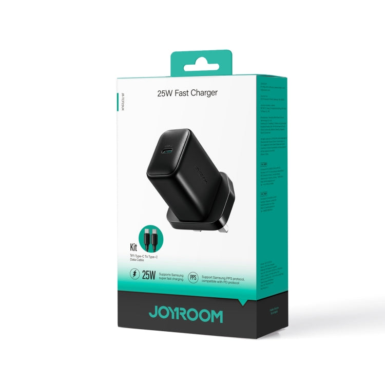 JOYROOM JR-TCF23 25W USB-C / Type-C Port Fast Charger Kit with Type-C to Type-C Cable, Plug:UK Plug(Black) - USB Charger by JOYROOM | Online Shopping UK | buy2fix