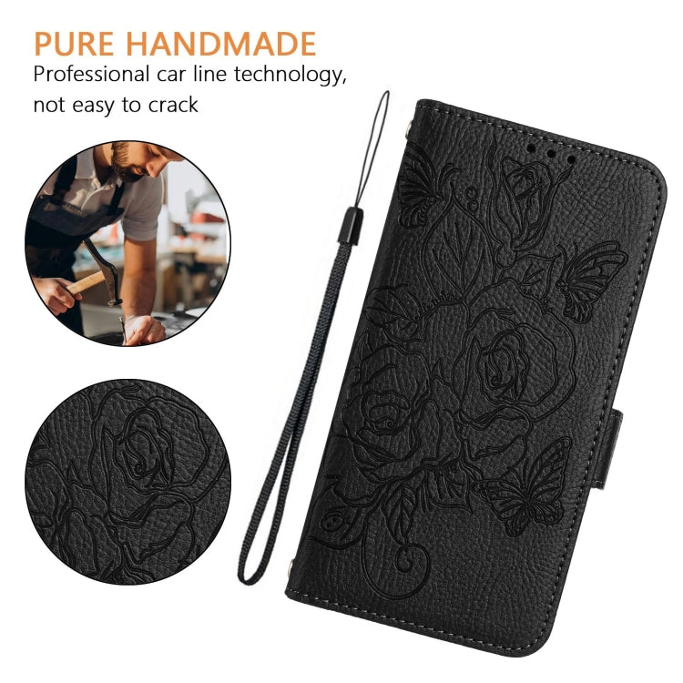 For Blackview Color 8 / Oscal Modern 8 Embossed Rose RFID Anti-theft Leather Phone Case(Black) - More Brand by buy2fix | Online Shopping UK | buy2fix