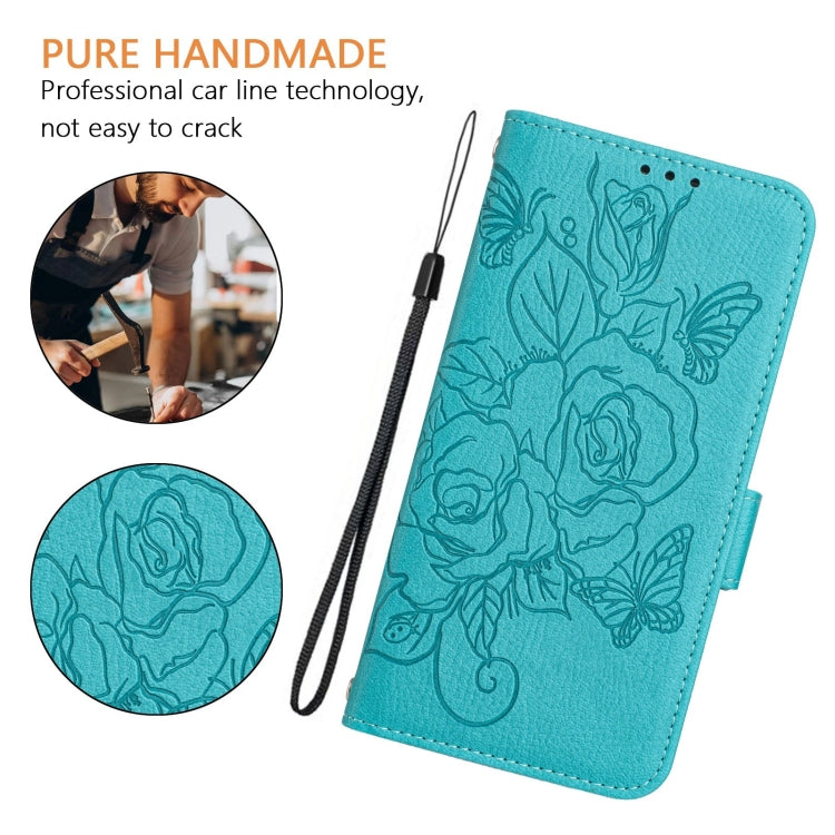 For Blackview Shark 8 Embossed Rose RFID Anti-theft Leather Phone Case(Light Blue) - More Brand by buy2fix | Online Shopping UK | buy2fix