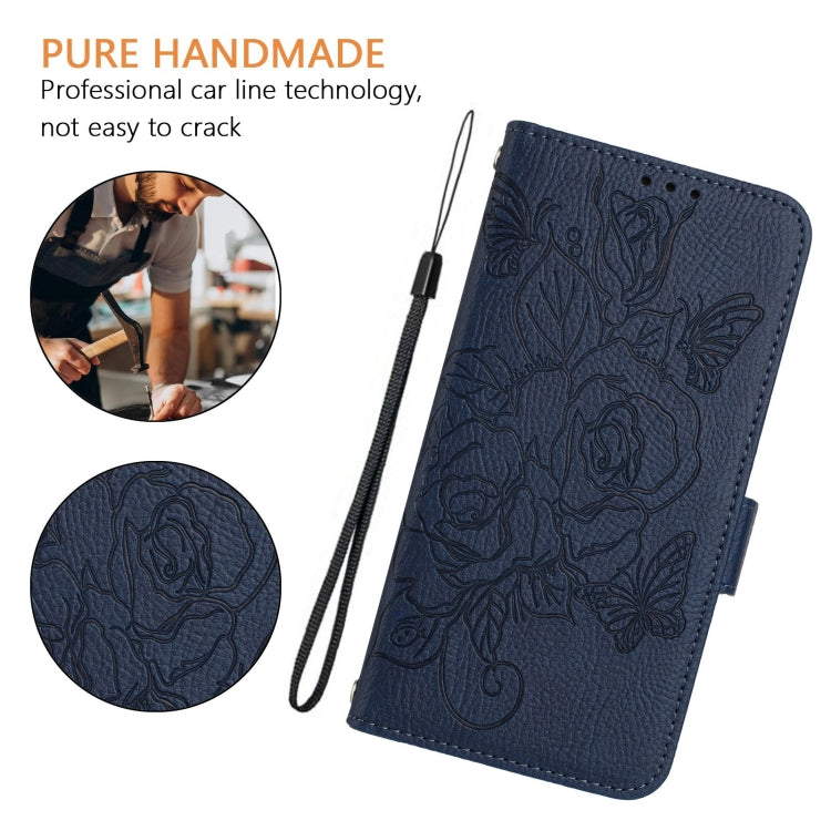 For Blackview Shark 8 Embossed Rose RFID Anti-theft Leather Phone Case(Dark Blue) - More Brand by buy2fix | Online Shopping UK | buy2fix