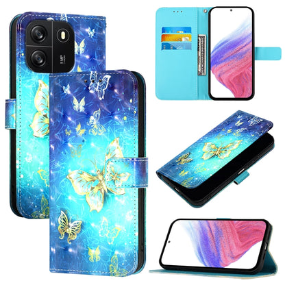 For Blackview Wave 6C 3D Painting Horizontal Flip Leather Phone Case(Golden Butterfly) - More Brand by buy2fix | Online Shopping UK | buy2fix