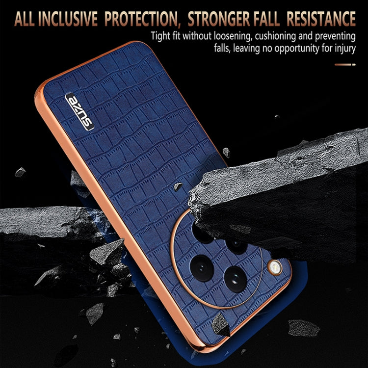 For OPPO Find X8 AZNS Electroplated Frame Crocodile Texture Full Coverage Phone Case(Blue) - Find X8 Cases by AZNS | Online Shopping UK | buy2fix