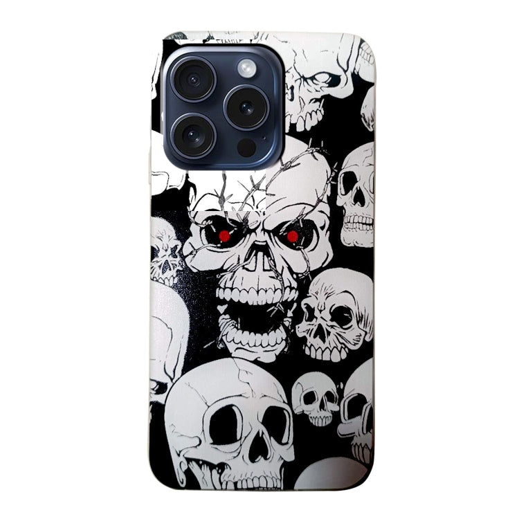 For iPhone 16 Pro Max Colored Drawing Pattern TPU Phone Case(Skull) - iPhone 16 Pro Max Cases by buy2fix | Online Shopping UK | buy2fix