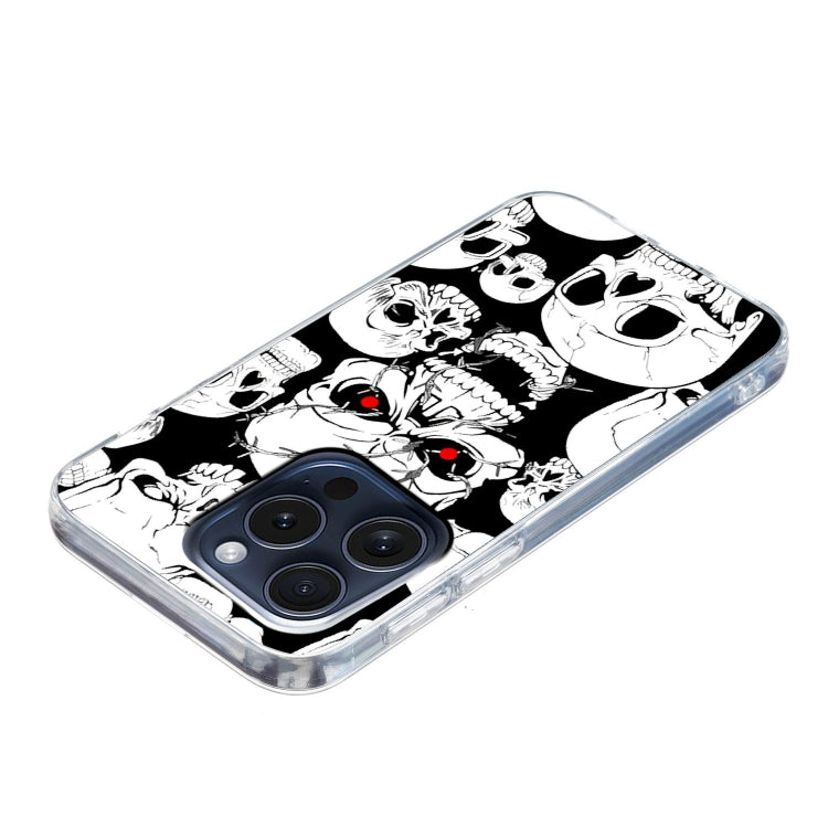 For iPhone 16 Pro Max Colored Drawing Pattern TPU Phone Case(Skull) - iPhone 16 Pro Max Cases by buy2fix | Online Shopping UK | buy2fix