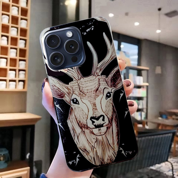 For iPhone 16 Pro Max Colored Drawing Pattern TPU Phone Case(Deer) - iPhone 16 Pro Max Cases by buy2fix | Online Shopping UK | buy2fix