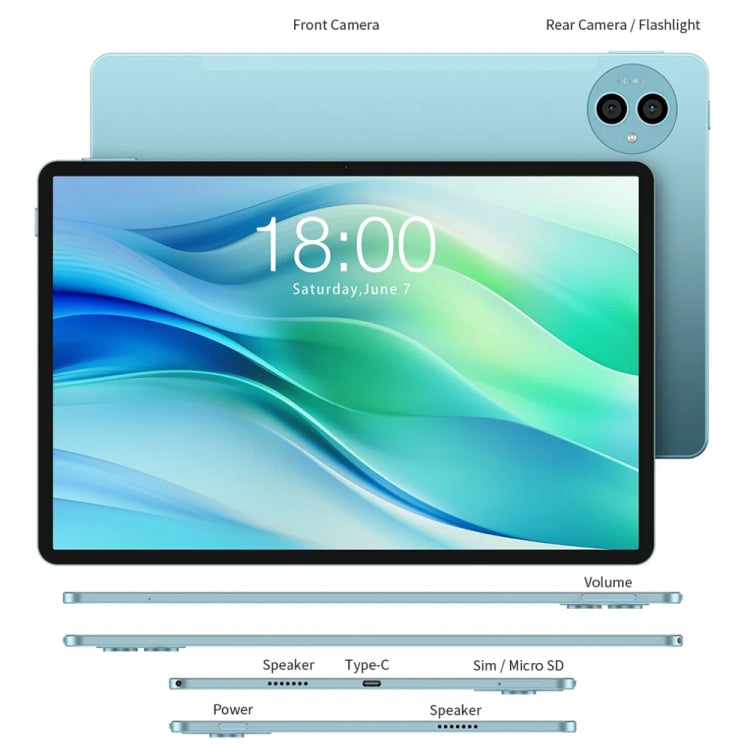 Teclast P50 Tablet PC 11 inch, 6GB+128GB,  Android 14 Unisoc T606 Octa Core, 4G LTE Dual SIM(Ice Blue) - TECLAST by TECLAST | Online Shopping UK | buy2fix