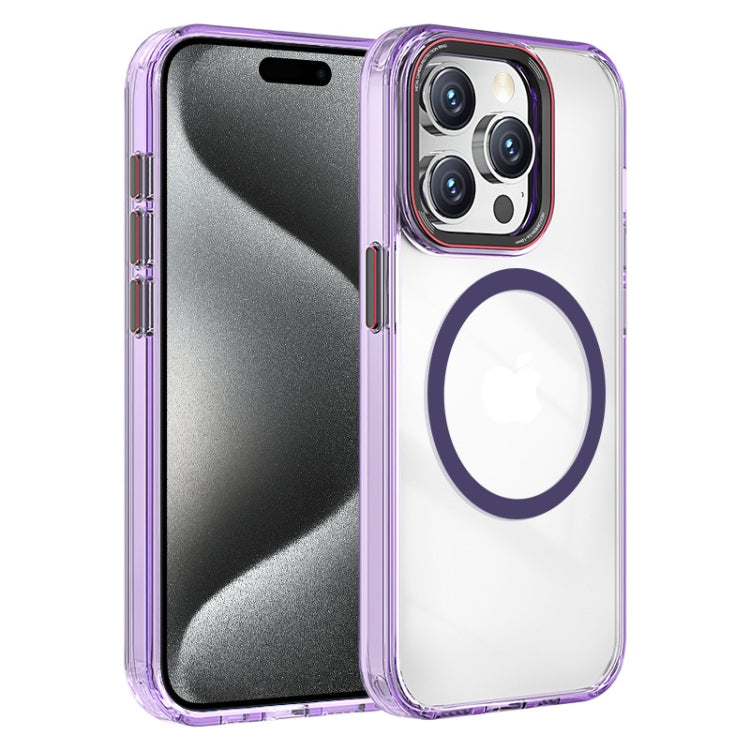 For iPhone 15 Pro Crystal TPU Hybrid PC MagSafe Phone Case(Transparent Purple) - iPhone 15 Pro Cases by buy2fix | Online Shopping UK | buy2fix