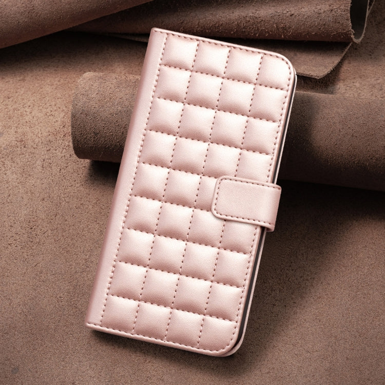 For iPhone 16 Square Texture Leather Phone Case(Rose Gold) - iPhone 16 Cases by buy2fix | Online Shopping UK | buy2fix