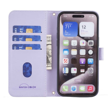 For iPhone 16 Plus Square Texture Leather Phone Case(Purple) - iPhone 16 Plus Cases by buy2fix | Online Shopping UK | buy2fix